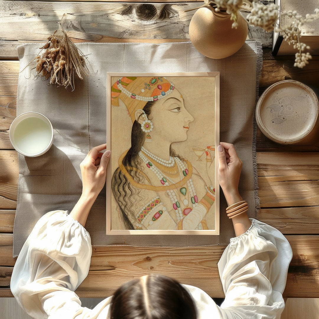 This exquisite artwork captures the elegance and grandeur of Mughal royalty. The intricately for Kitchen