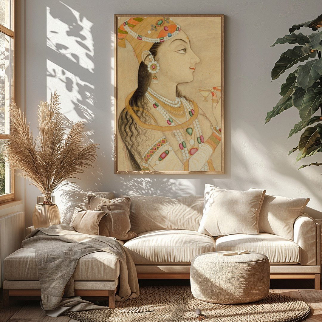 This exquisite artwork captures the elegance and grandeur of Mughal royalty. The intricately for Sitting Area