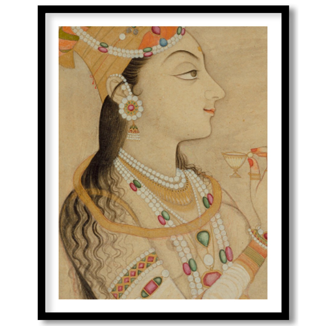 This exquisite artwork captures the elegance and grandeur of Mughal royalty. The intricately for space