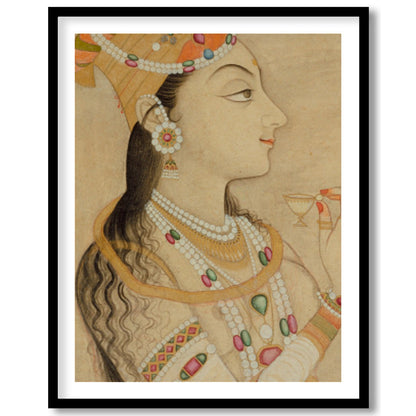 This exquisite artwork captures the elegance and grandeur of Mughal royalty. The intricately for space