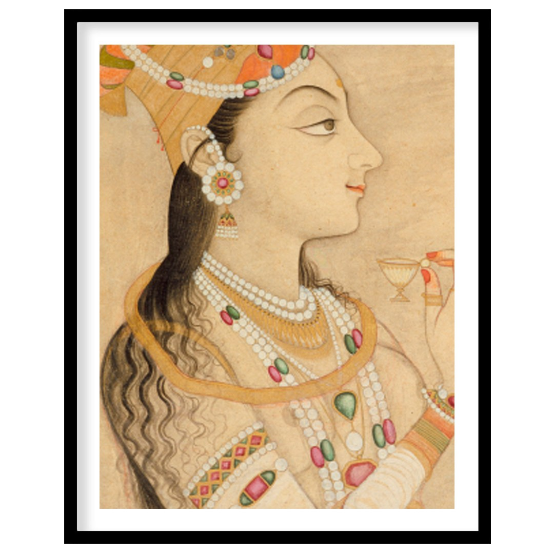 This exquisite artwork captures the elegance and grandeur of Mughal royalty. The intricately for space