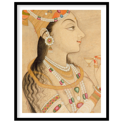 This exquisite artwork captures the elegance and grandeur of Mughal royalty. The intricately for space