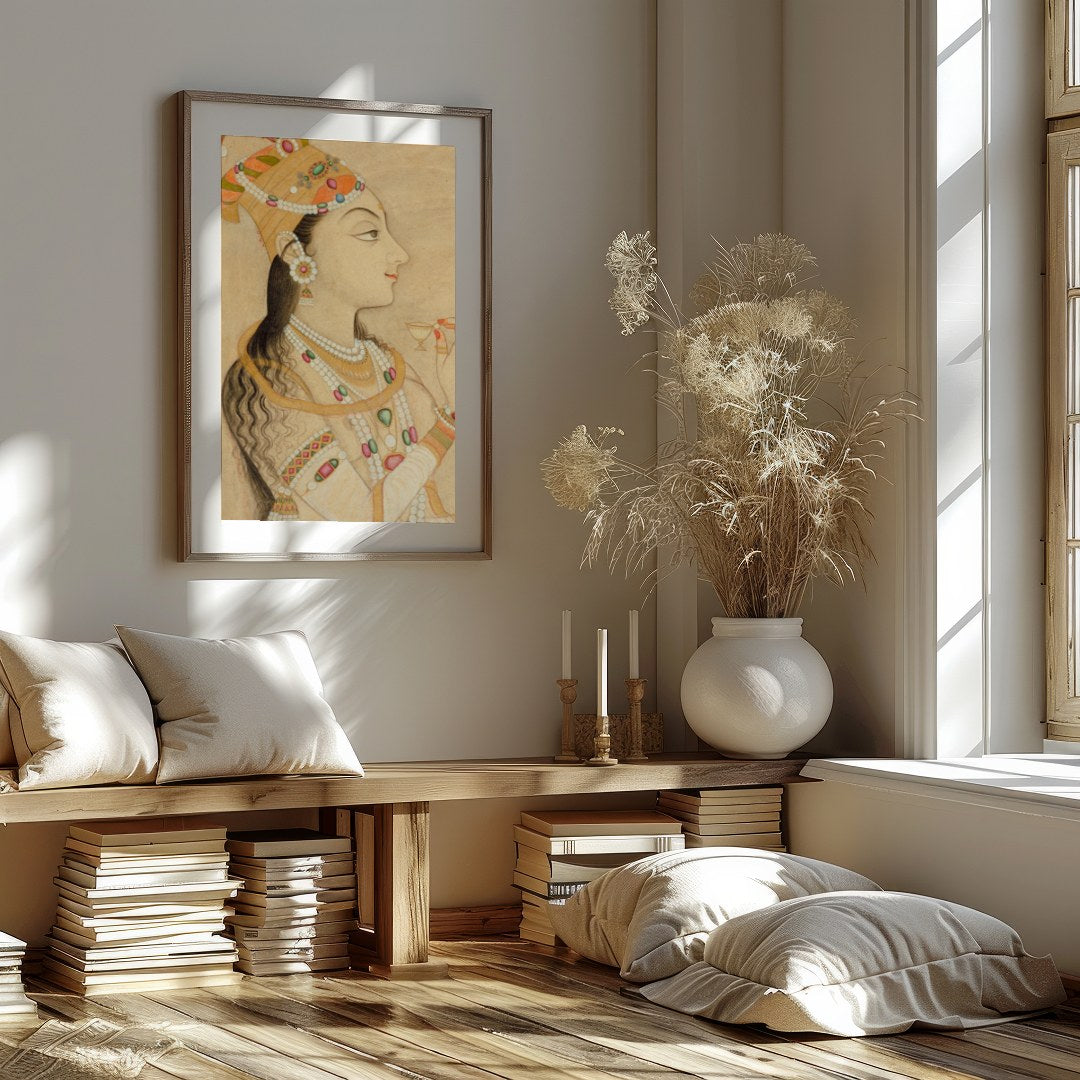 This exquisite artwork captures the elegance and grandeur of Mughal royalty. The intricately for sweet-home
