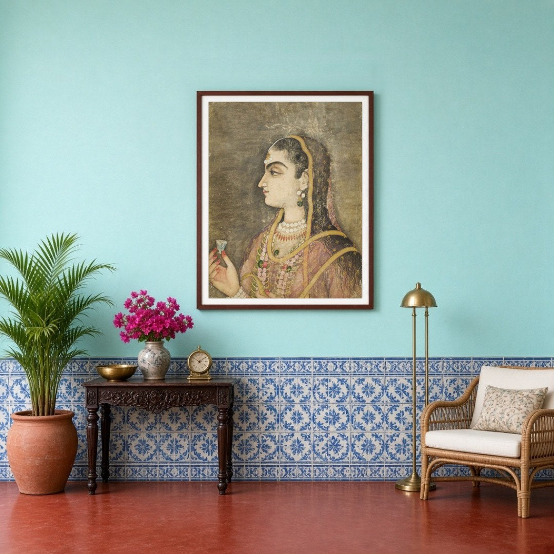 Immerse yourself in the elegance of the Mughal era with this exquisite wall art, featuring a regal for Entrance