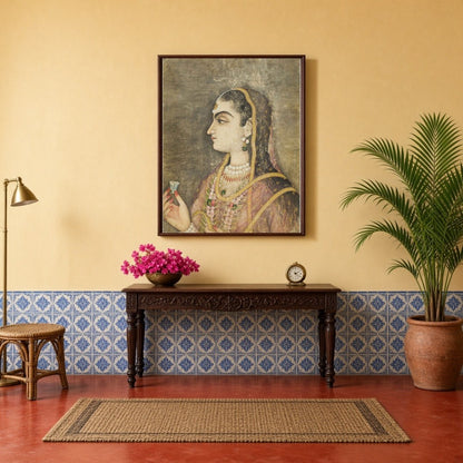 Immerse yourself in the elegance of the Mughal era with this exquisite wall art, featuring a regal for Hallway