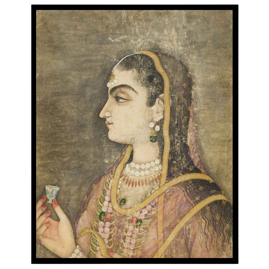 Immerse yourself in the elegance of the Mughal era with this exquisite wall art, featuring a regal for studio