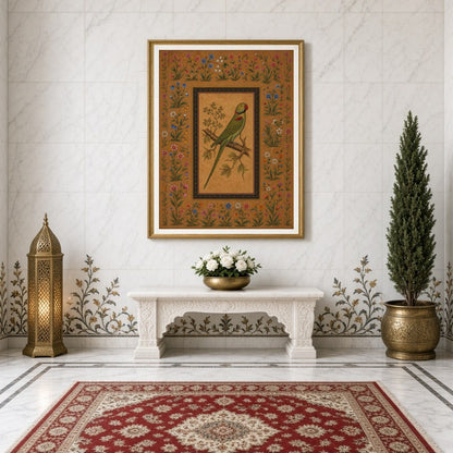 Experience the timeless beauty of Indian miniature art with this exquisite print depicting a for Entrance