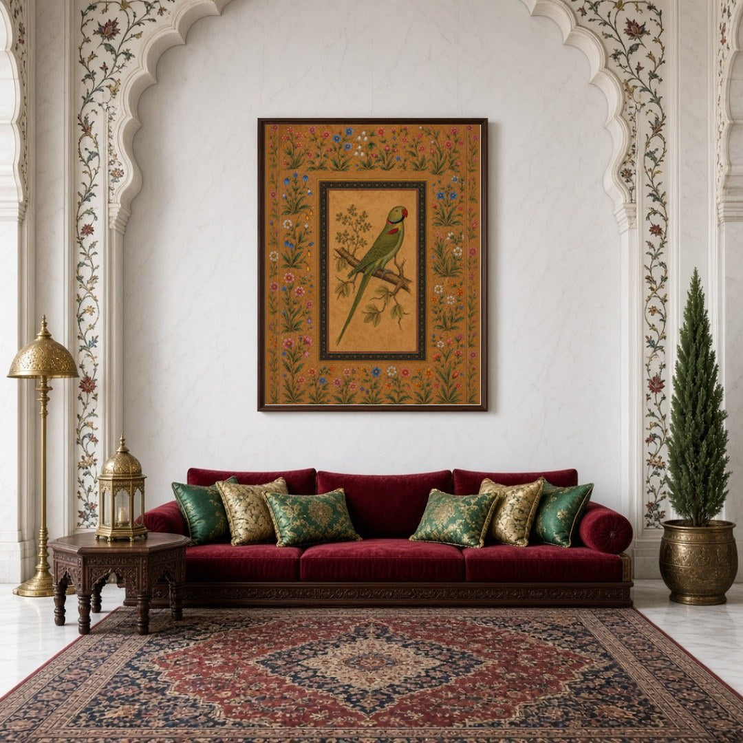 Experience the timeless beauty of Indian miniature art with this exquisite print depicting a for Living Room