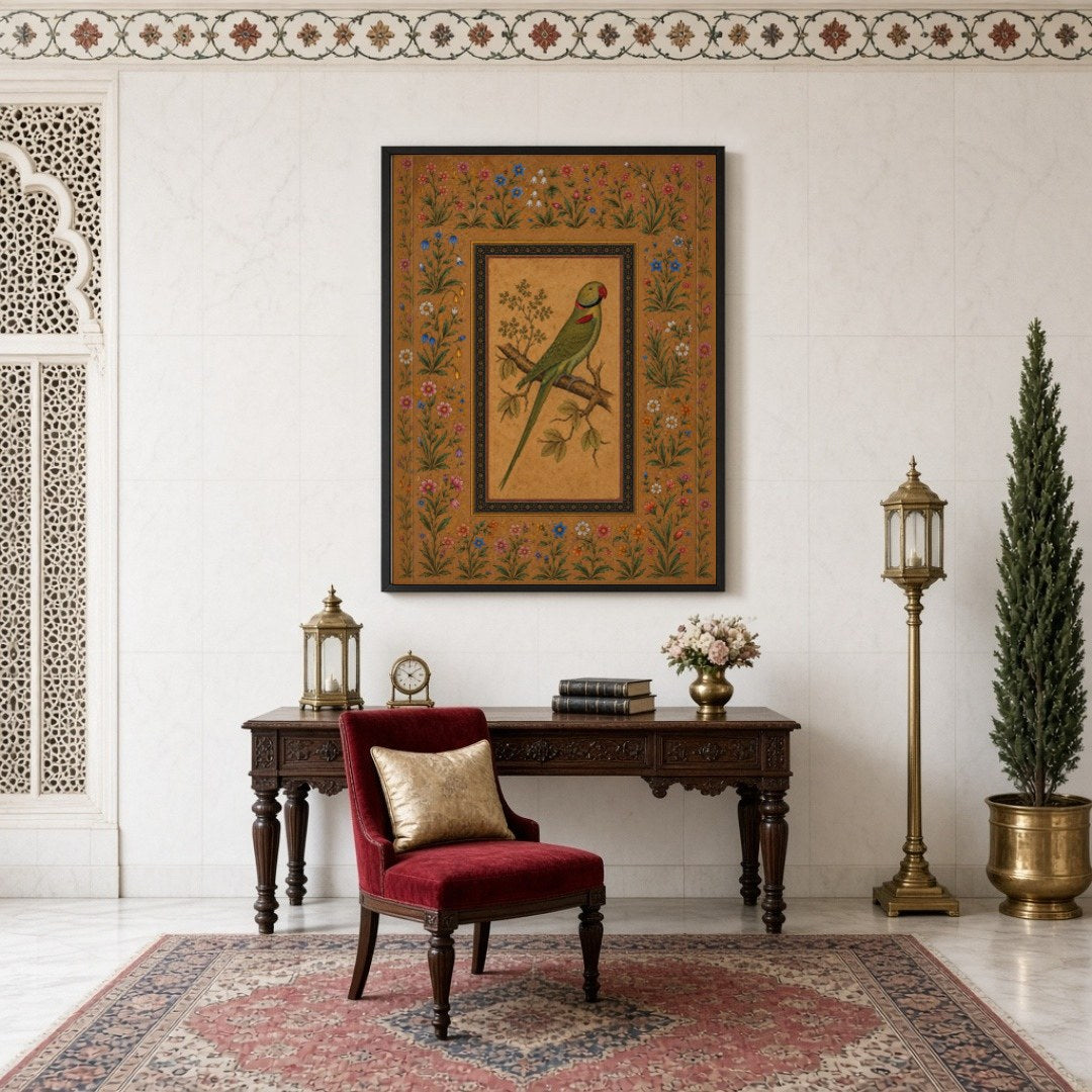 Experience the timeless beauty of Indian miniature art with this exquisite print depicting a for Study