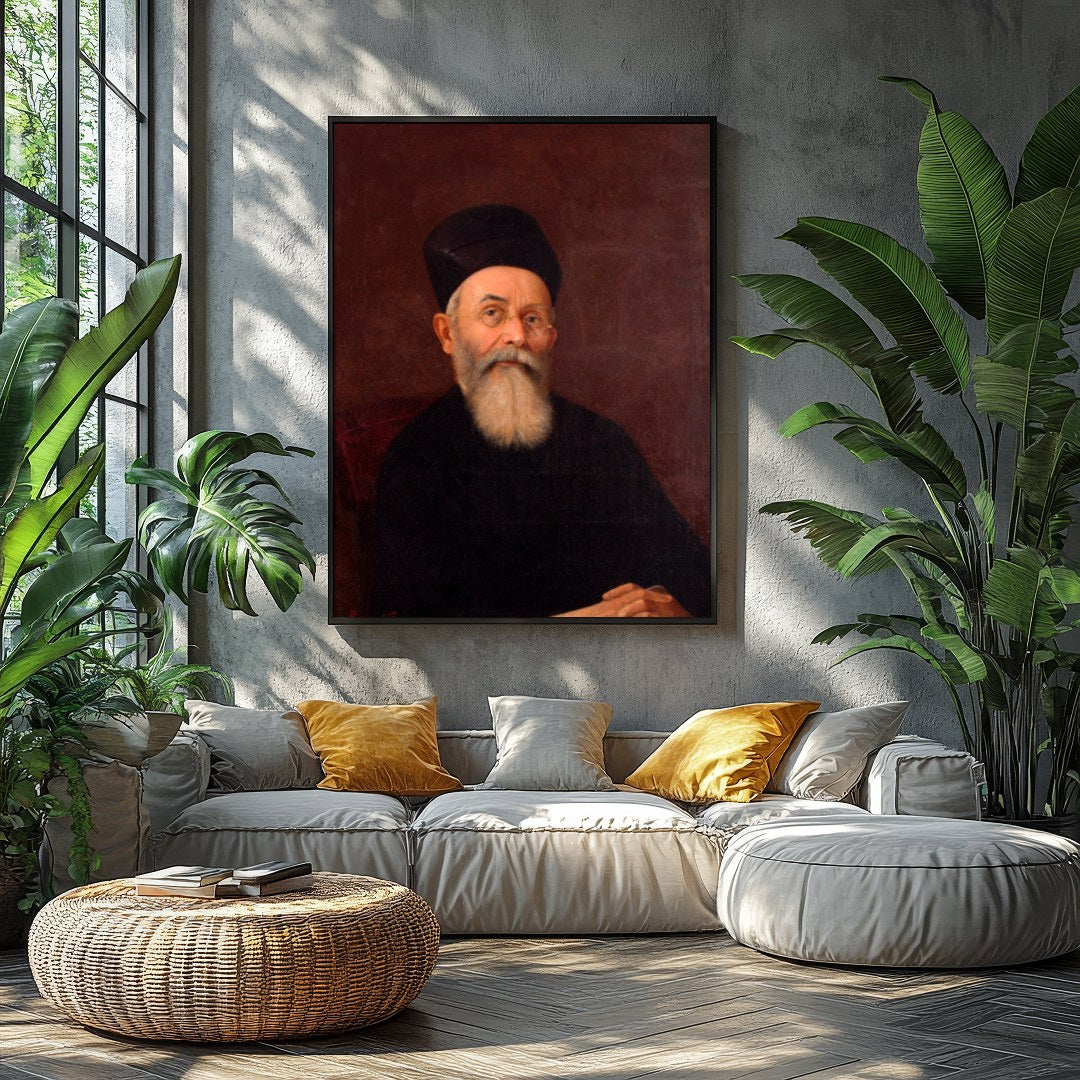 This captivating portrait features a dignified figure exuding a timeless presence. The rich, earthy for Balcony