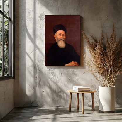 This captivating portrait features a dignified figure exuding a timeless presence. The rich, earthy for Entrance