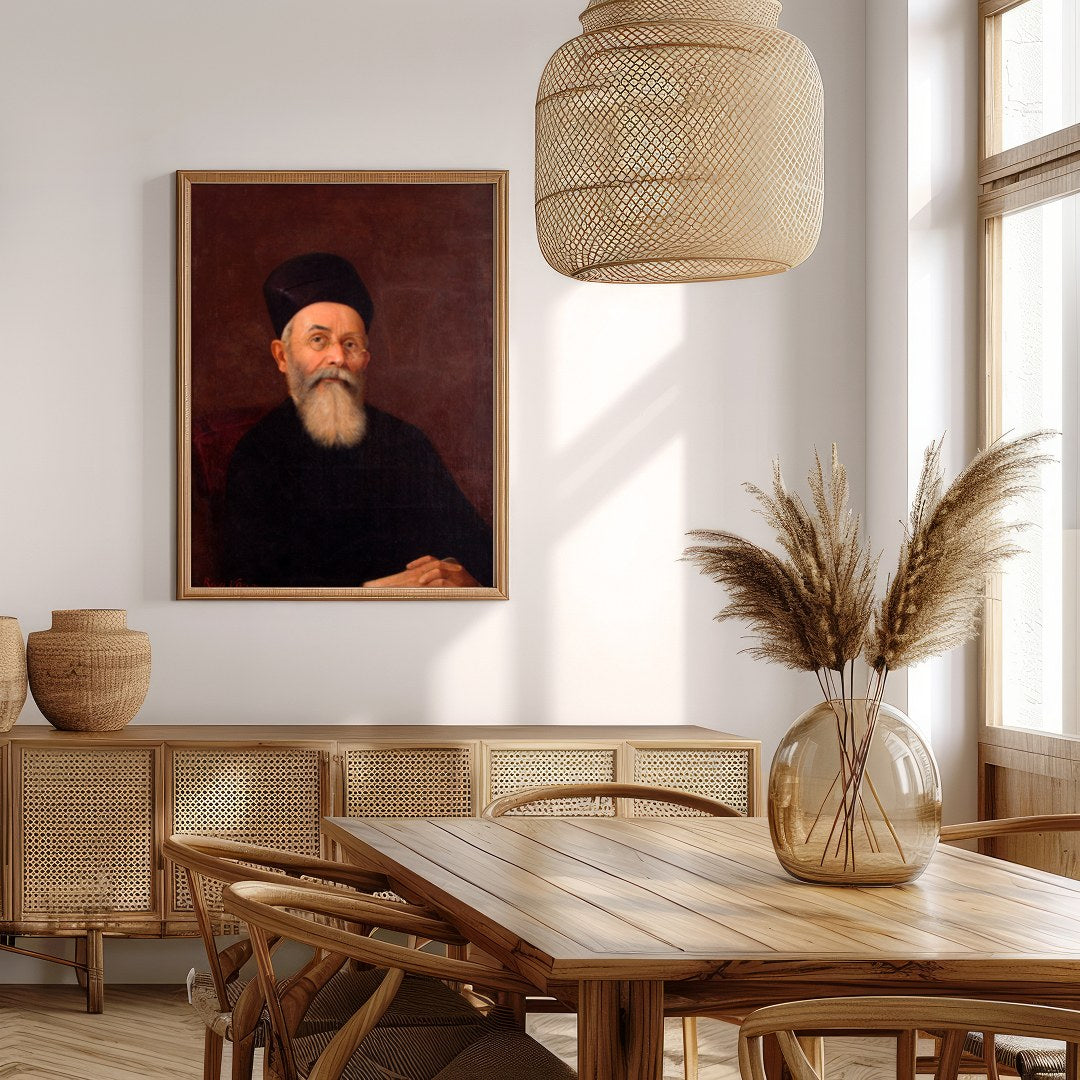 This captivating portrait features a dignified figure exuding a timeless presence. The rich, earthy for Extra Kitchen