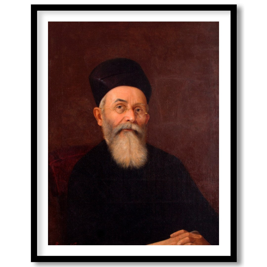 This captivating portrait features a dignified figure exuding a timeless presence. The rich, earthy for home