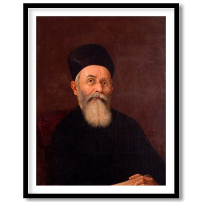 This captivating portrait features a dignified figure exuding a timeless presence. The rich, earthy for home