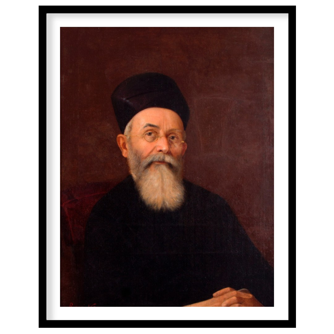 This captivating portrait features a dignified figure exuding a timeless presence. The rich, earthy for home