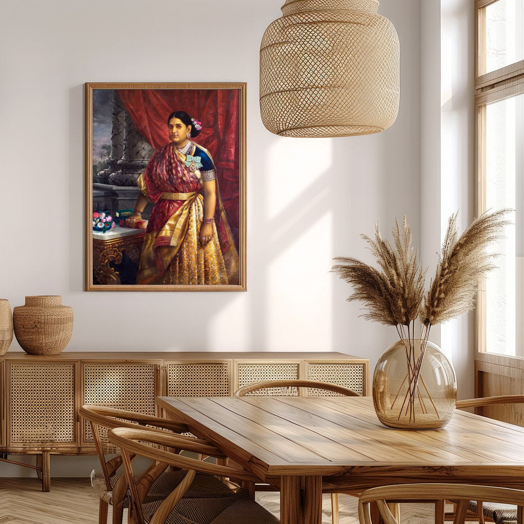 This exquisite artwork captures the elegance and poise of a noblewoman in traditional attire, for Extra Kitchen