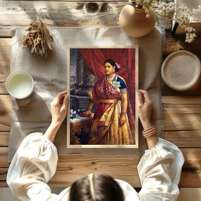 This exquisite artwork captures the elegance and poise of a noblewoman in traditional attire, for Kitchen