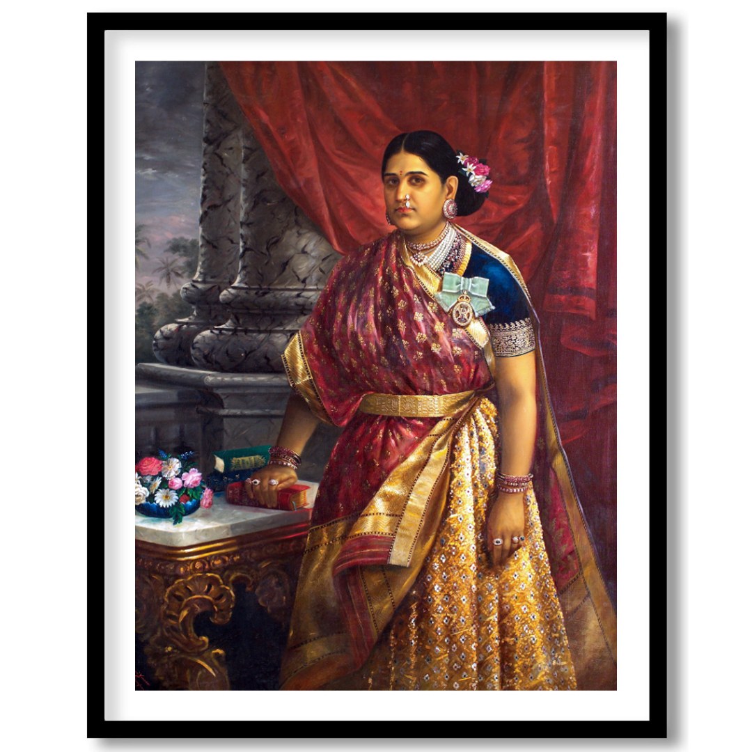 This exquisite artwork captures the elegance and poise of a noblewoman in traditional attire, for studio