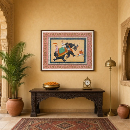 Embrace the grandeur of Indo-Mughal artistry with this captivating artwork depicting a majestic for Entrance