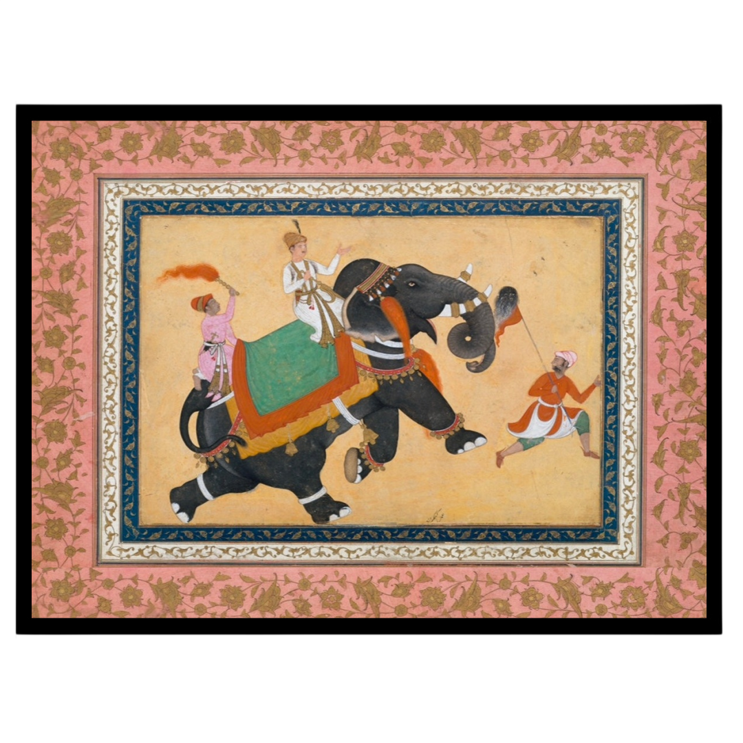 Embrace the grandeur of Indo-Mughal artistry with this captivating artwork depicting a majestic for place