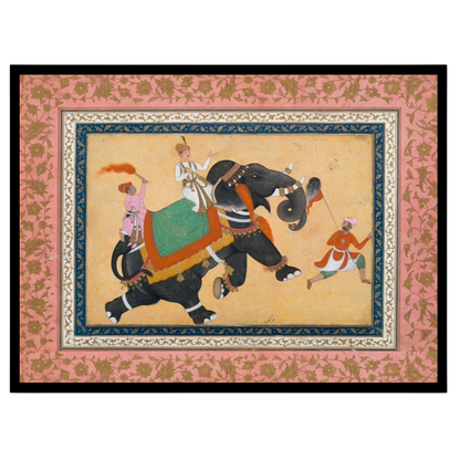 Embrace the grandeur of Indo-Mughal artistry with this captivating artwork depicting a majestic for place