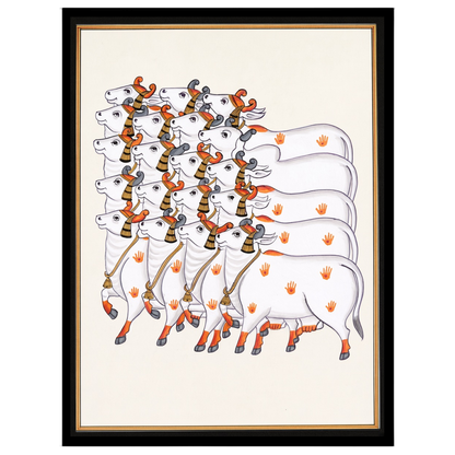 Immerse yourself in the serene elegance of Pichwai tradition with this exquisite depiction of for nook