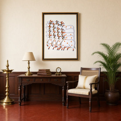 Immerse yourself in the serene elegance of Pichwai tradition with this exquisite depiction of for Study