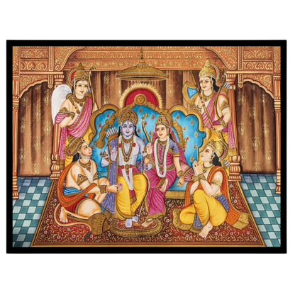 Celebrate the divine coronation of Lord Ram in this stunning Indian Miniature artwork. The vibrant for home