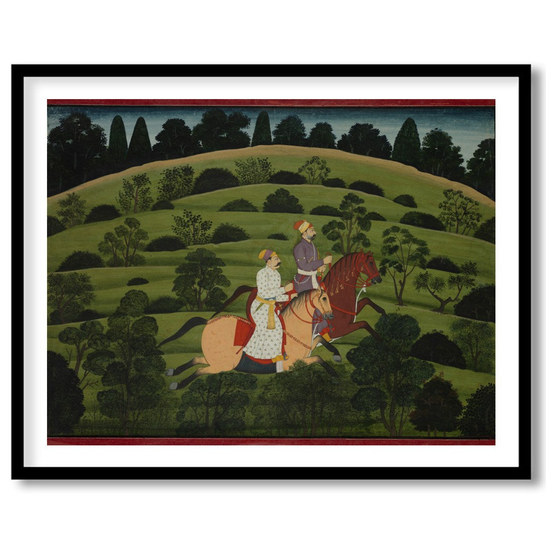 Experience the elegance of a bygone era with this captivating depiction of two noble riders amidst for studio
