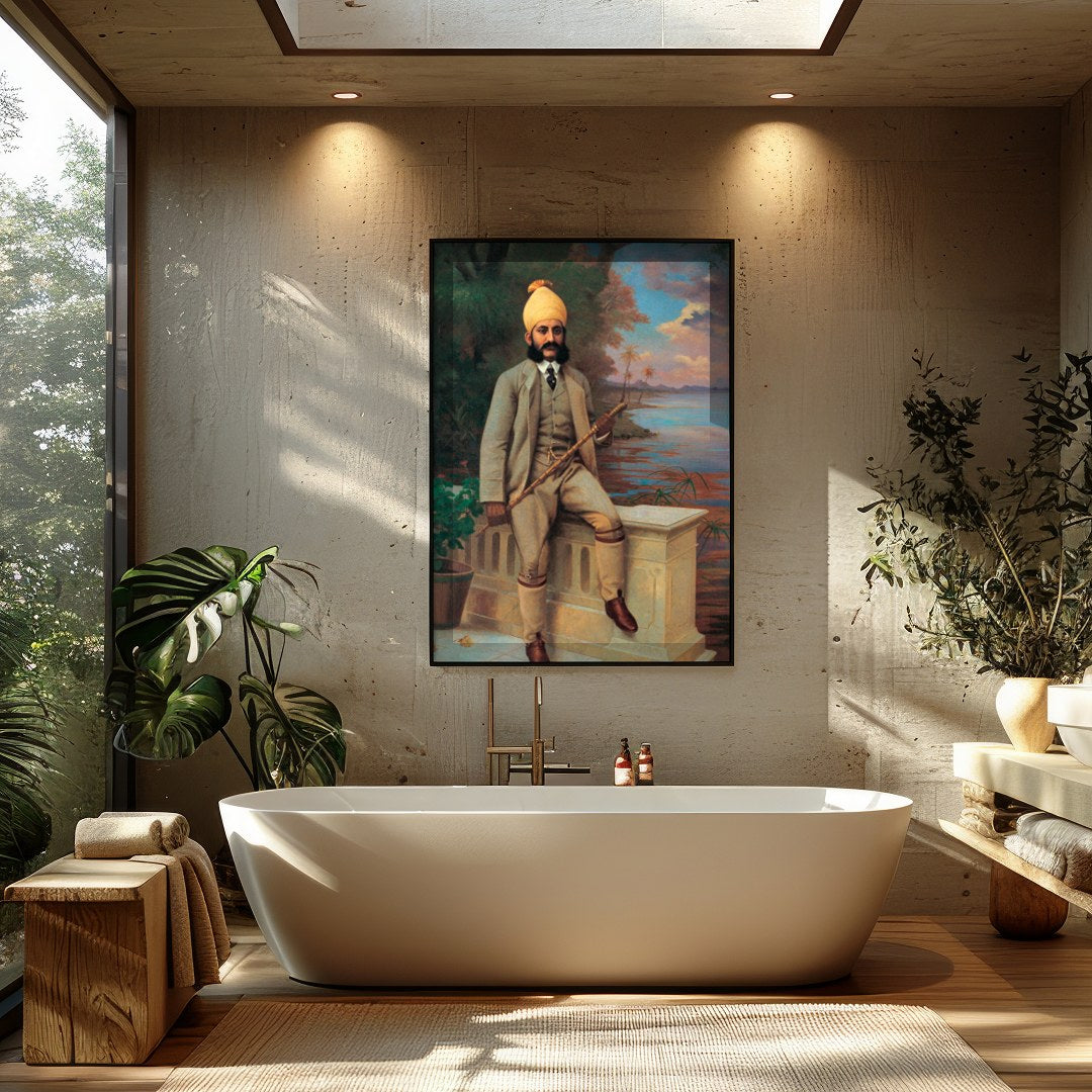 This stunning piece captures a serene moment by the lake, highlighting the elegance of a for Bathroom