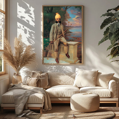 This stunning piece captures a serene moment by the lake, highlighting the elegance of a for Sitting Area