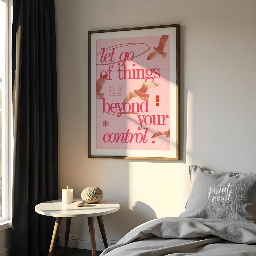 "Release Flight" presents a digital collage with a motivational message against a backdrop of flyin… for bedroom