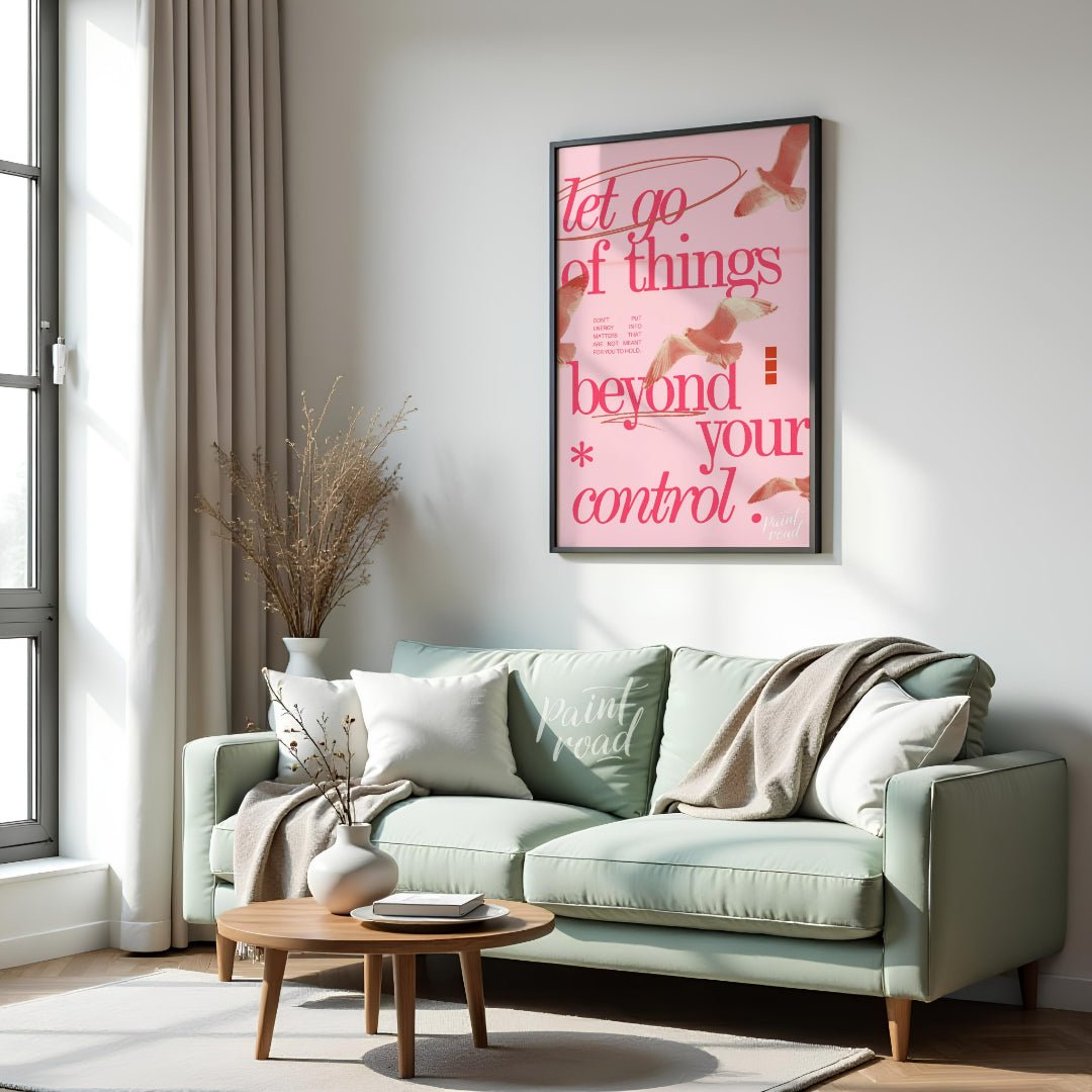 "Release Flight" presents a digital collage with a motivational message against a backdrop of flyin… for living room