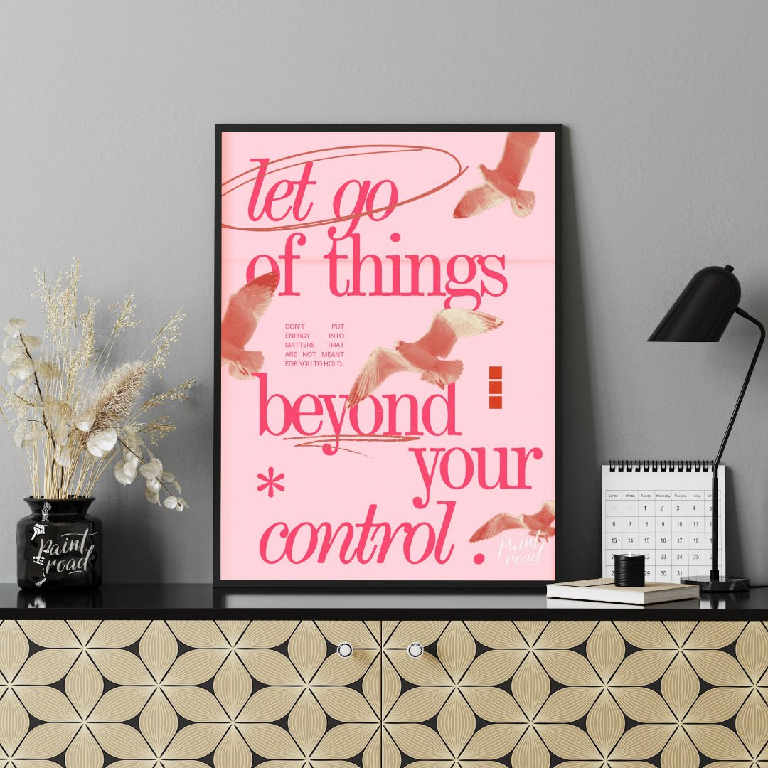 "Release Flight" presents a digital collage with a motivational message against a backdrop of flyin… for office
