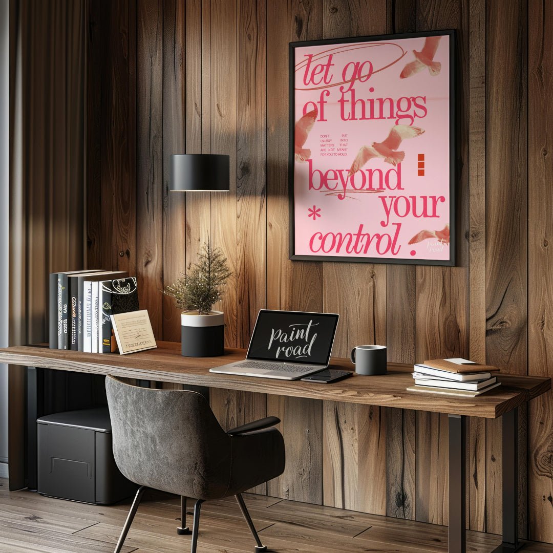 "Release Flight" presents a digital collage with a motivational message against a backdrop of flyin… for office