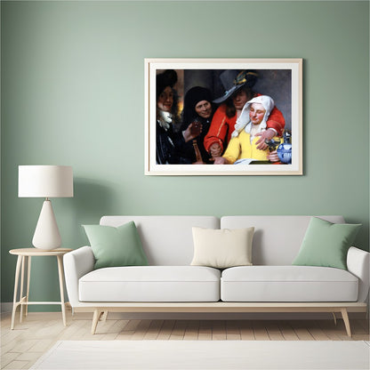 Step into the past with 'Renaissance Revelry', a vibrant work capturing a joyous scene of for Hall