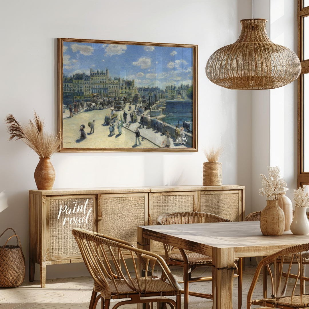 "This painting by Auguste Renoir, titled ""The Pont Neuf, Paris,"" captures a bustling scene on the… for dining room
