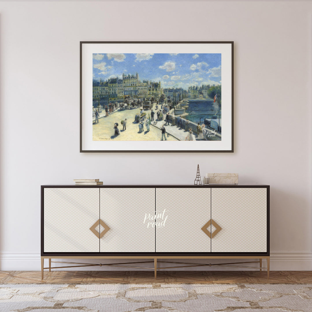 "This painting by Auguste Renoir, titled ""The Pont Neuf, Paris,"" captures a bustling scene on the… for living room