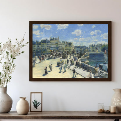 "This painting by Auguste Renoir, titled ""The Pont Neuf, Paris,"" captures a bustling scene on the… for living room