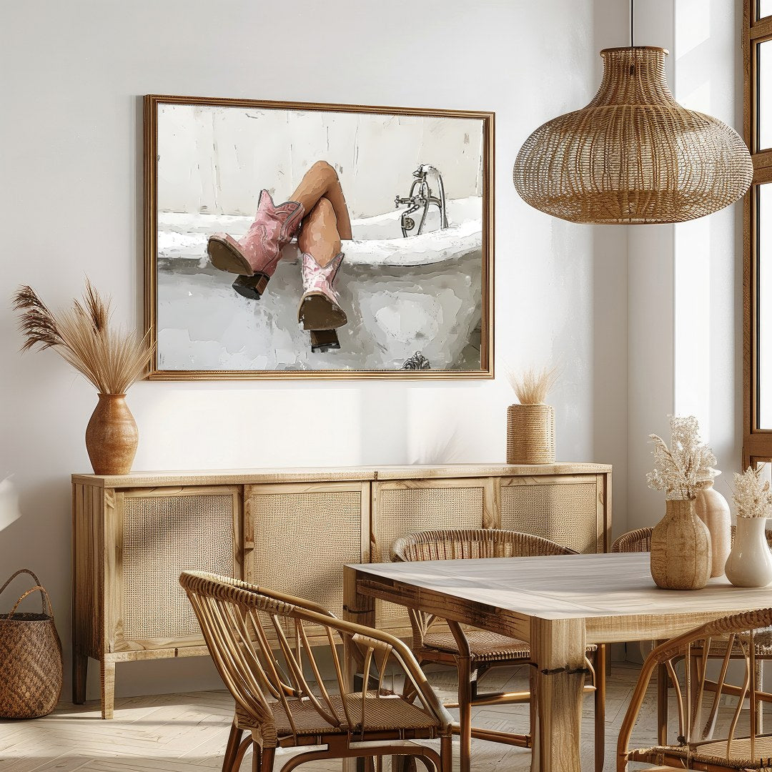 Delight in the playful juxtaposition of rustic charm and modern whimsy with this captivating for Dining