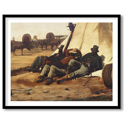 Capture the essence of the American Wild West with this evocative canvas depicting cowboys resting for office