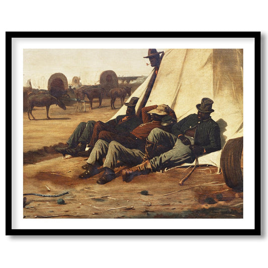 Capture the essence of the American Wild West with this evocative canvas depicting cowboys resting for office
