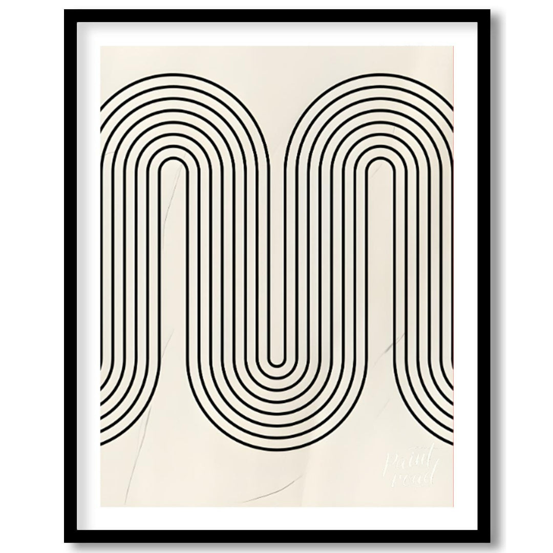 """Retro Arc Flow"" features a striking geometric design with a nostalgic, mid-century modern aesth… for home