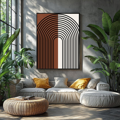 This captivating piece of wall art features a striking symmetrical arch design, merging vintage for Balcony