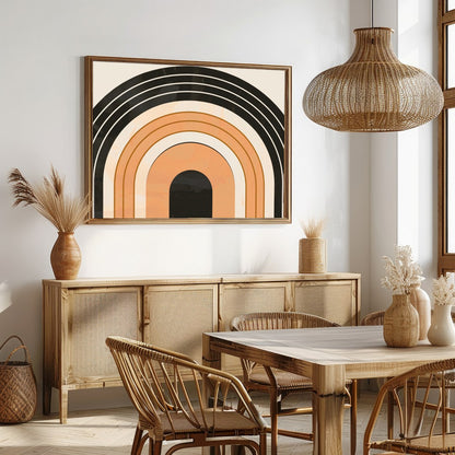 This retro-themed wall art piece captures the essence of geometric elegance with its bold archway for Dining