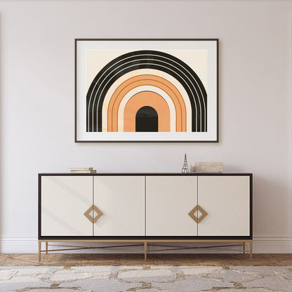 This retro-themed wall art piece captures the essence of geometric elegance with its bold archway for Foyer