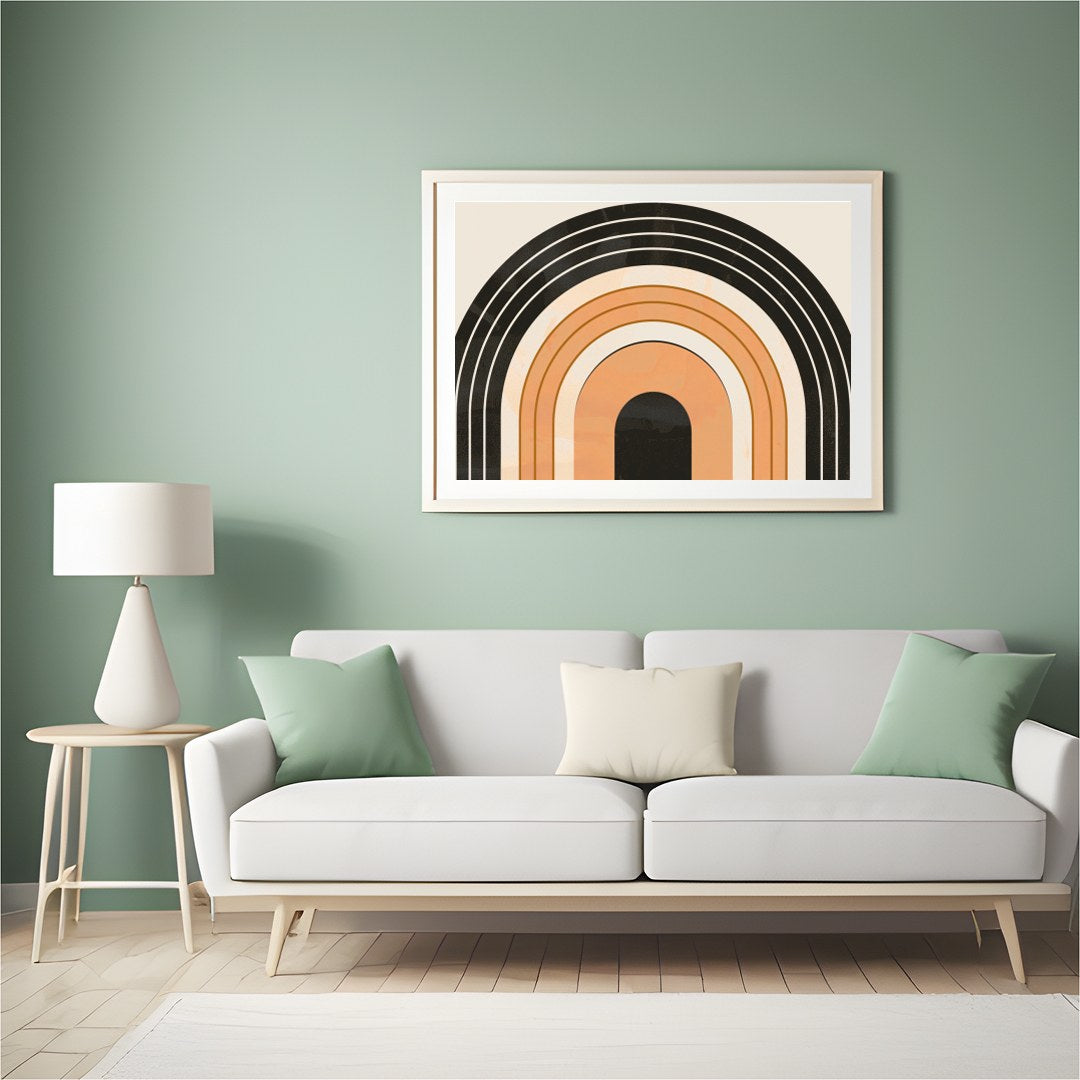 This retro-themed wall art piece captures the essence of geometric elegance with its bold archway for Hall