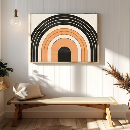 This retro-themed wall art piece captures the essence of geometric elegance with its bold archway for Hallway