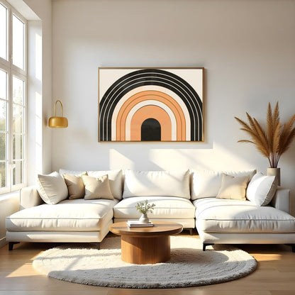 This retro-themed wall art piece captures the essence of geometric elegance with its bold archway for Living Room