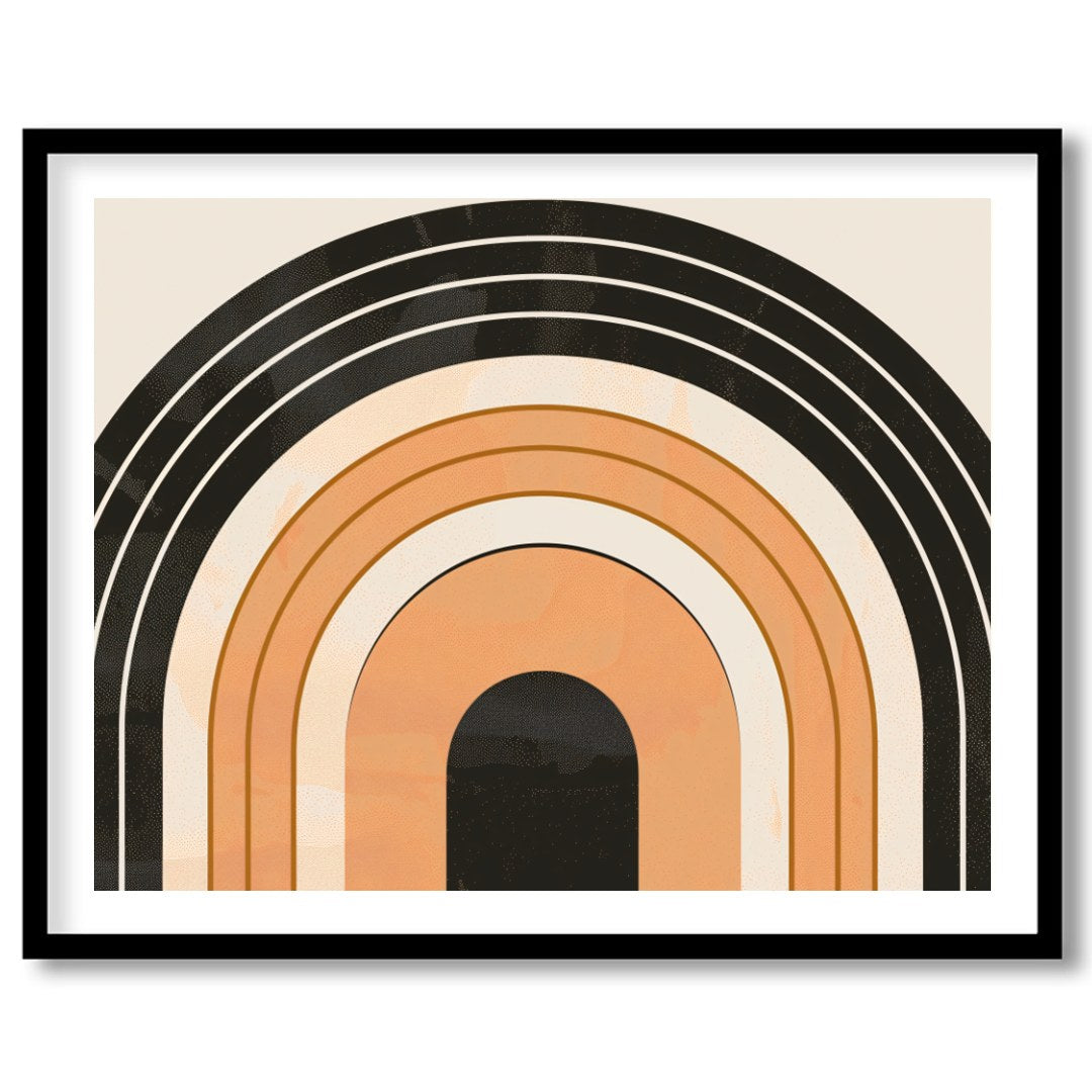 This retro-themed wall art piece captures the essence of geometric elegance with its bold archway for space